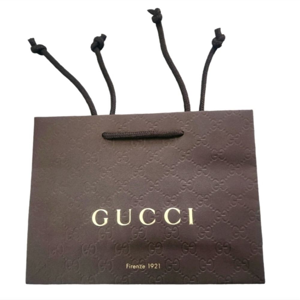 Authentic Gucci Brown & Gold Logo-Embossed Gift Bag